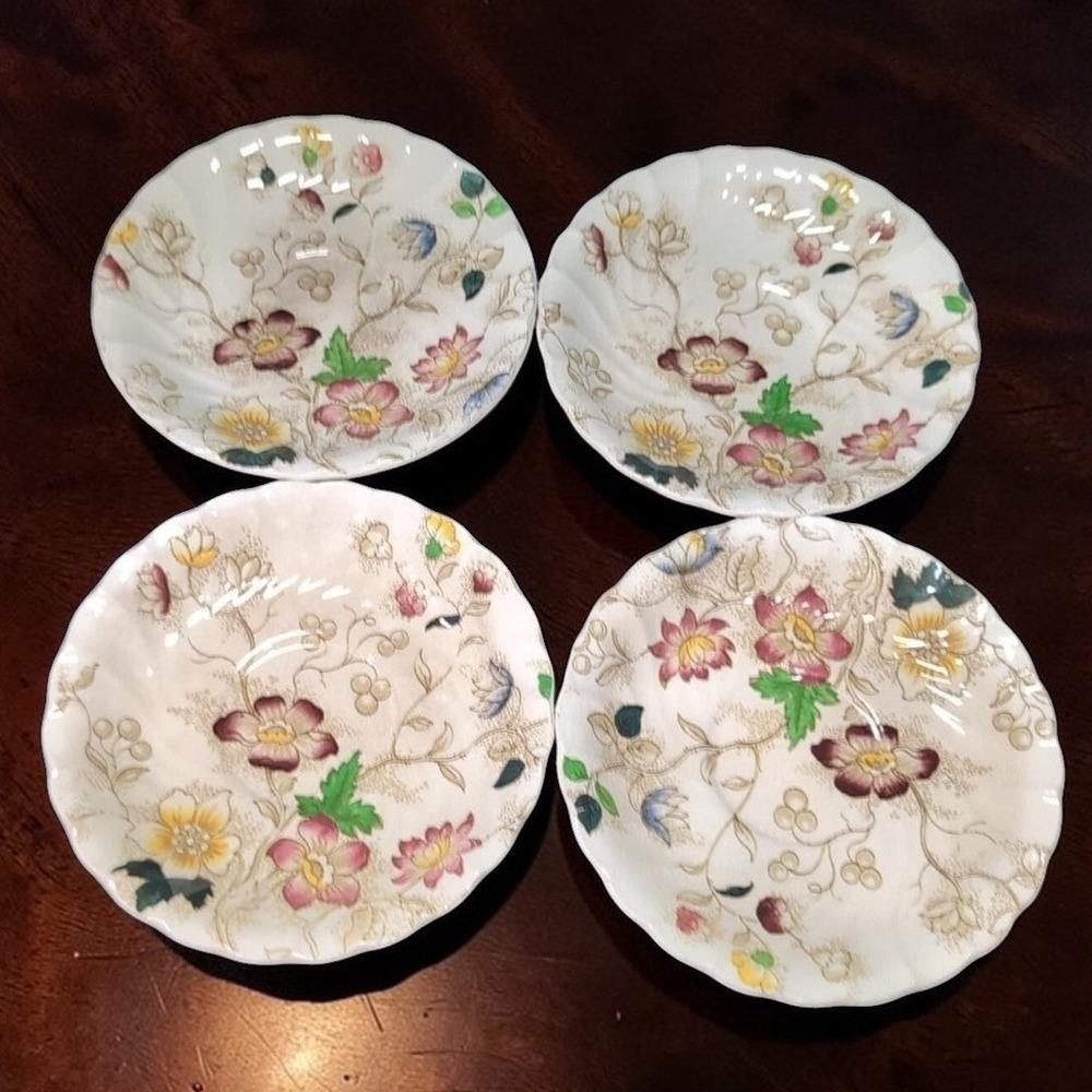 Burgess and Leigh Dorchester‎ Burleigh Ware Saucers, Set of 4, Vintage Tableware